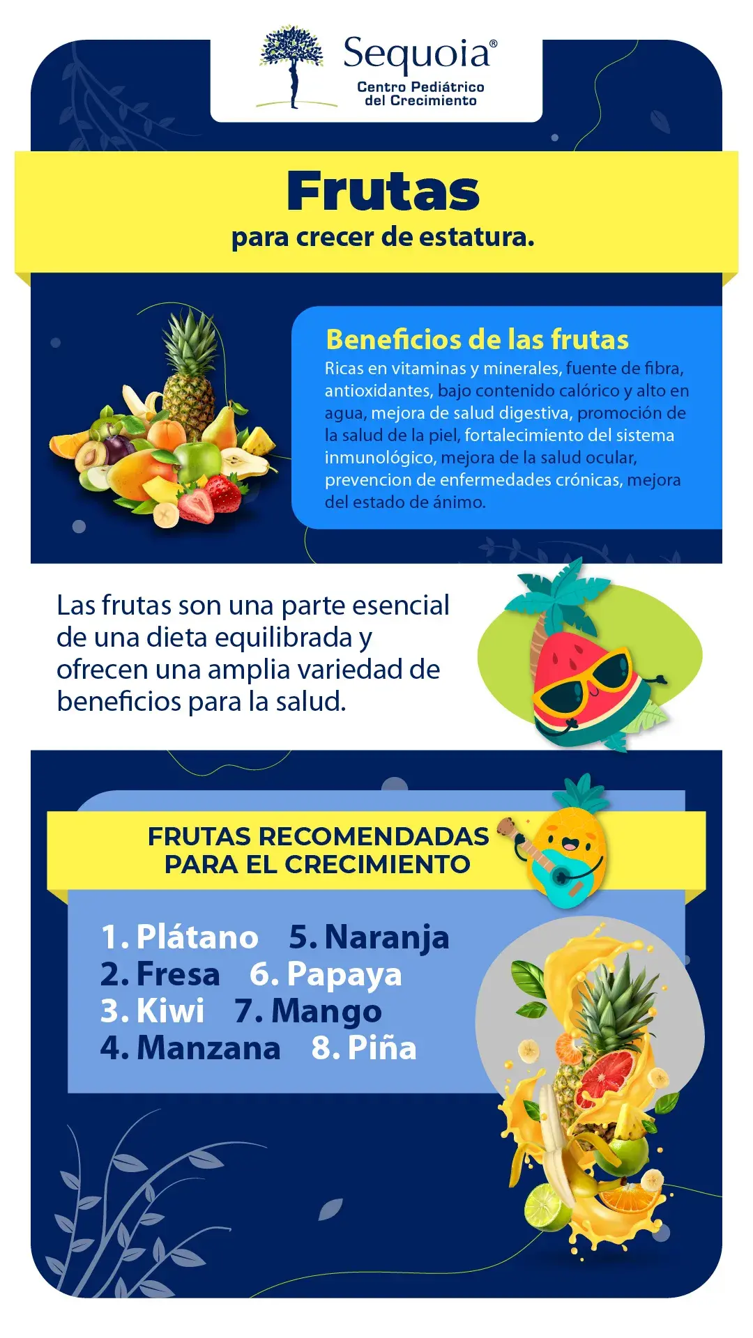 Frutas que ayudan a crecer - infografía
