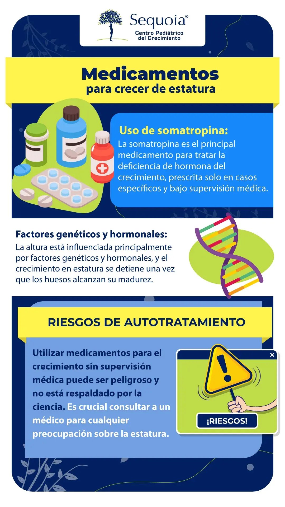 Medicamentos para crecer de estatura - infografía