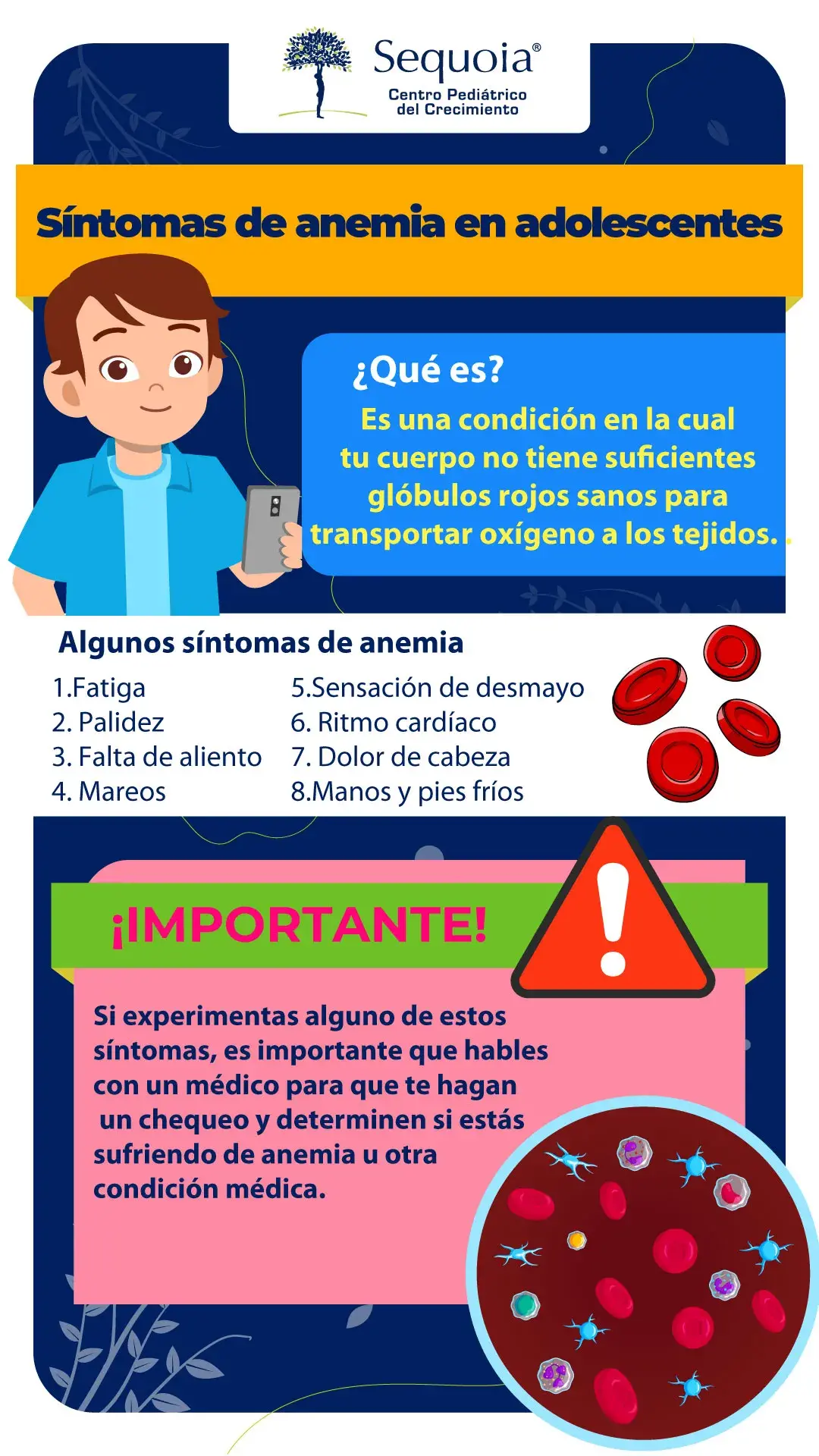 Síntomas de anemia en adolescentes - infografía