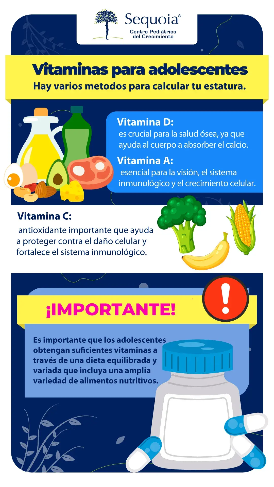 Vitaminas para adolescentes - infografía