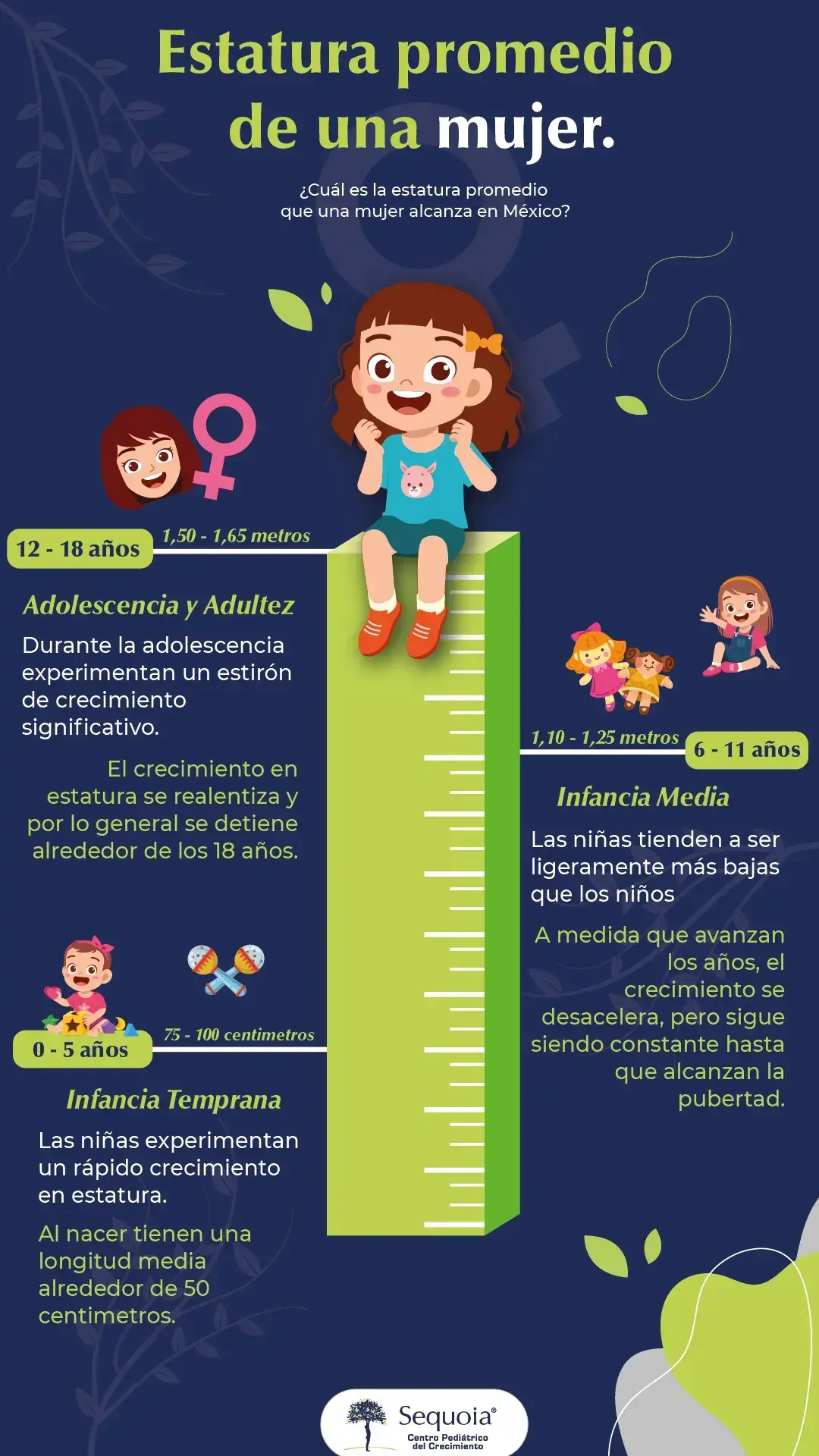 infografía estatura promedio de una mujer